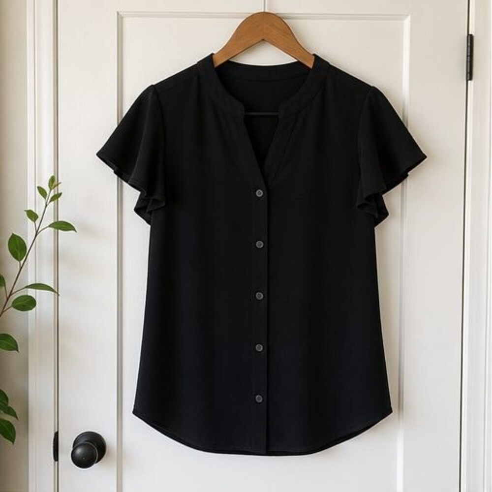 Black Button Blouse - Picture 1 of 6